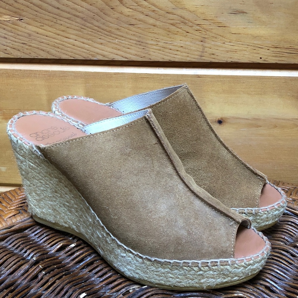 Andre Assous Women's Cici Platform Wedge Espadrille Slide Leather Sandal 8